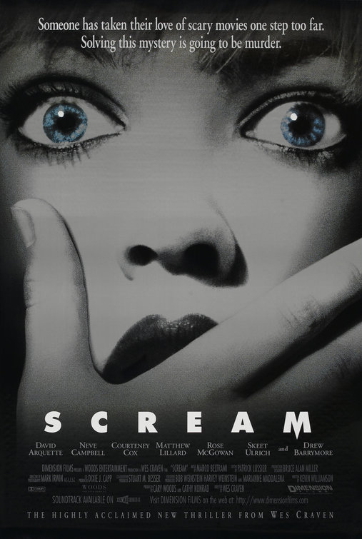 Scream movie poster featuring the iconic Ghostface mask