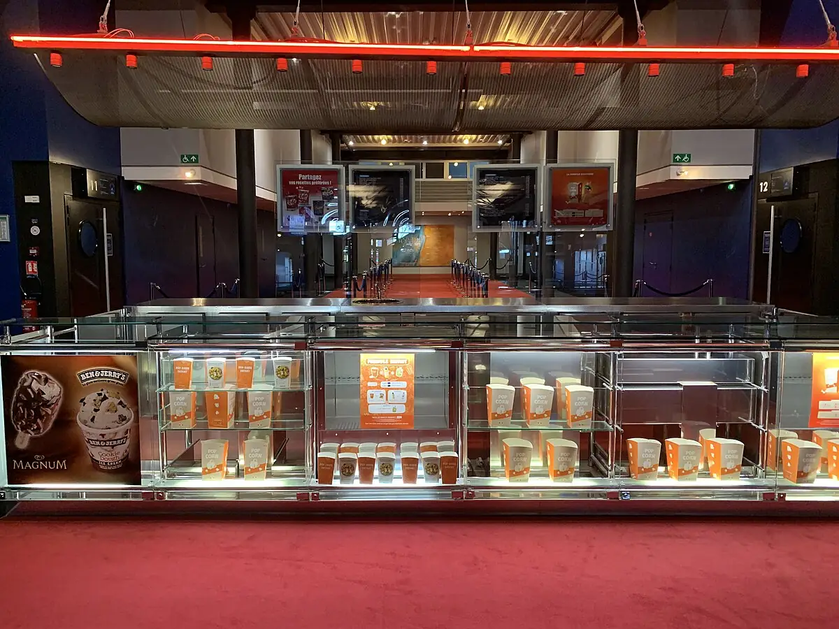 Film industry 2026 concept with movie theater and streaming icons