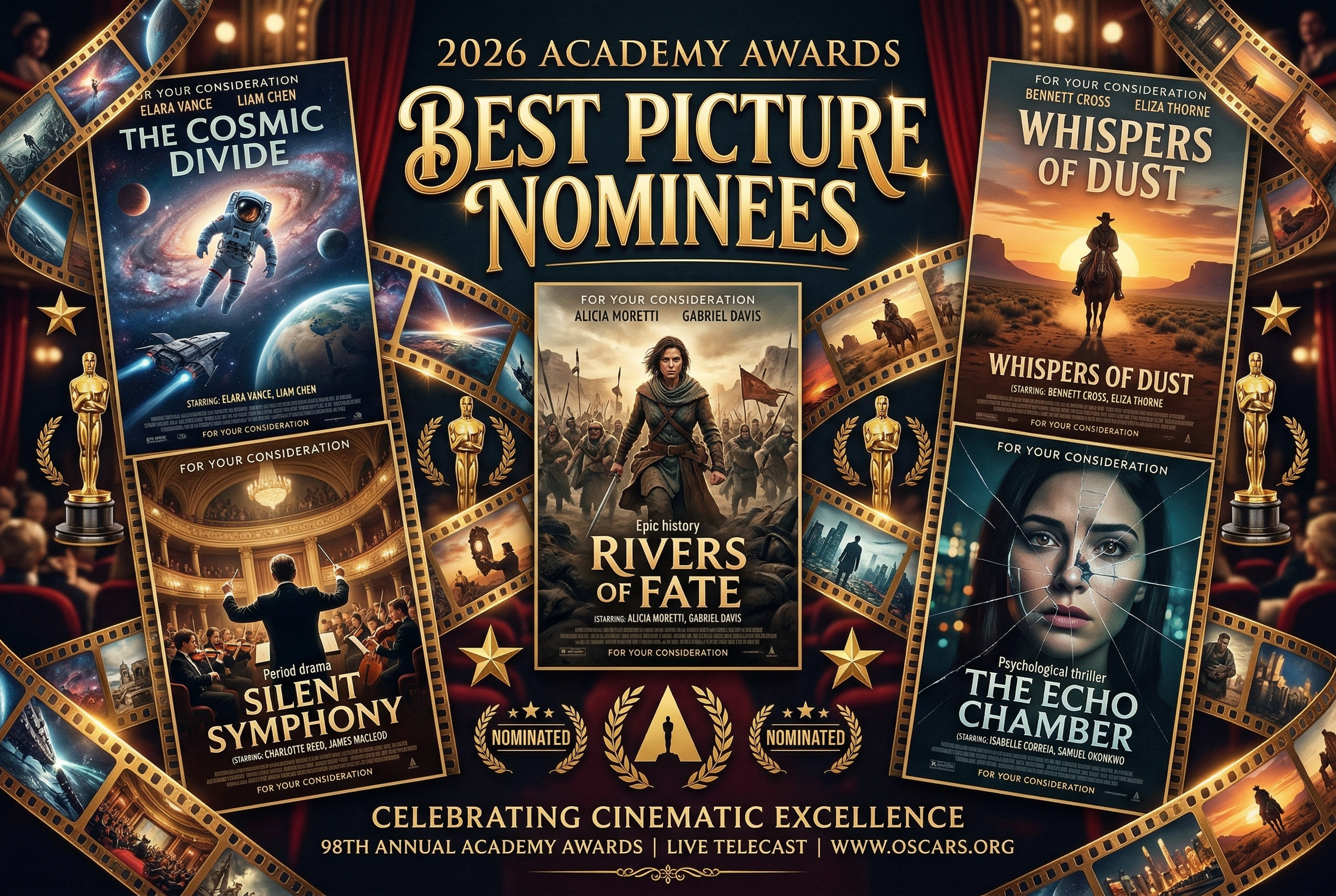 Collage of 2026 Oscar Best Picture nominees movie posters